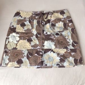 Ann Taylor Loft Floral Mini Skirt 4 Yellow Brown Tan Pocket Flowers Casual